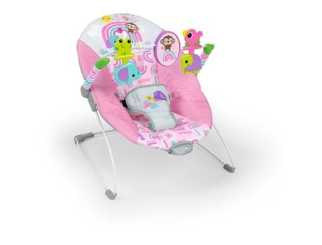 Transat Bébé Animais Rosa, Vibrações Relaxantes, Arco De Atividades Com Brinquedos Interativos Bright Starts