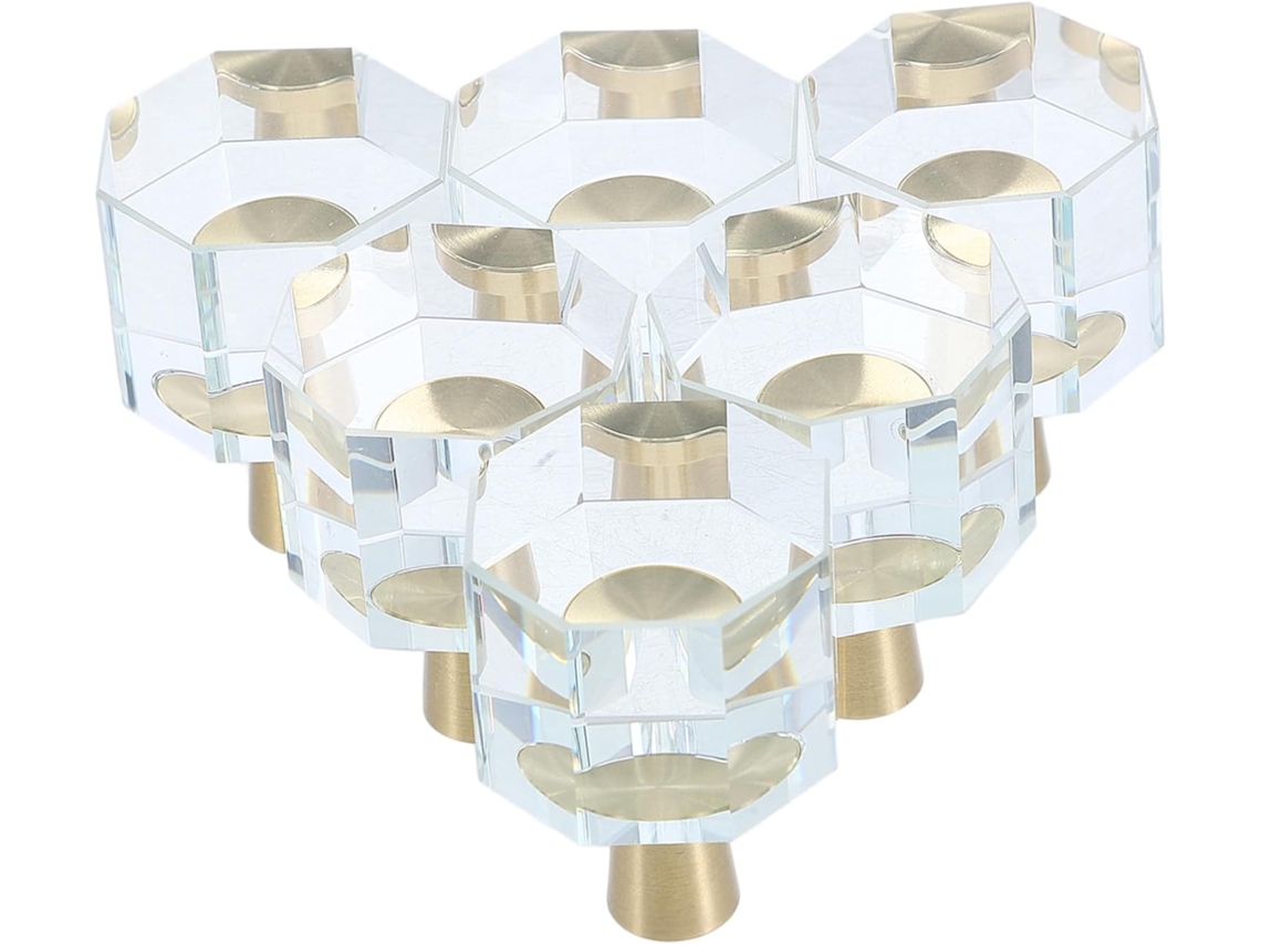 Conjunto De 6 Puxadores Cristal Para Armários, Gavetas E Cômodas De Cozinha