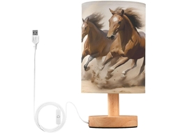 Abajur De Cabeceira Com Dois Cavalos Galopando Para Quarto, Abajur De Cabeceira Led, Luminária De Leitura Com Cúpula