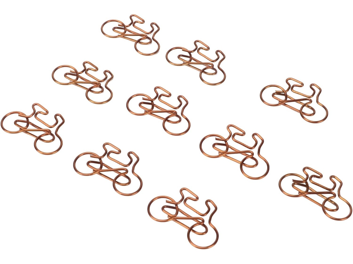 Clips de papel metálicos Gowenic em formato de bicicleta, adoráveis e duráveis, perfeitos para marcar páginas e organizar.