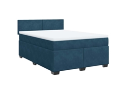 Box Spring Bed, Box Spring Beds Vidaxl Azul Veludo (140 X 190 Cm)