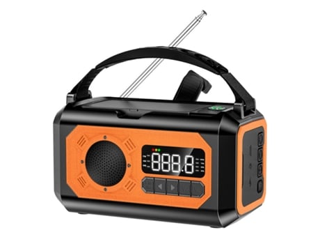 Rádio De Emergência Portátil Com Manivela 12000mah, Alerta Meteorológico Am/fm/noaa, Carregamento Type C Cor Laranja Siurn
