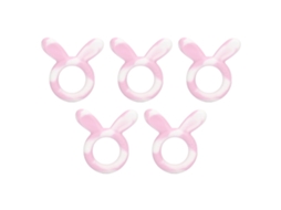 5pcs Anéis De Dentição Bebê Coelho Silicone Macio Pulseira Brinquedo De Dentição Branco Rosa