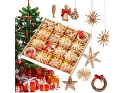 Conjunto De 56 Peças De Estrelas De Palha Decorações Para Árvore De Natal Palha, Zqkla Aquaforge