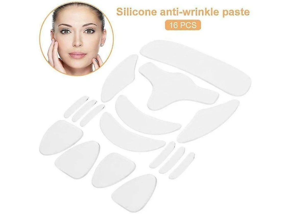 16 Pçs Almofadas de Silicone Reutilizáveis Adesivos Antirrugas Adesivo para Remoção de Rugas Rosto Testa Pescoço Olho Adesivo Ferramenta para Cuidados
