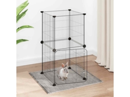 Vidaxl Gaiola P/ Animais De 8 Painéis C/ Porta 35x35x70 Cm Aço Preto