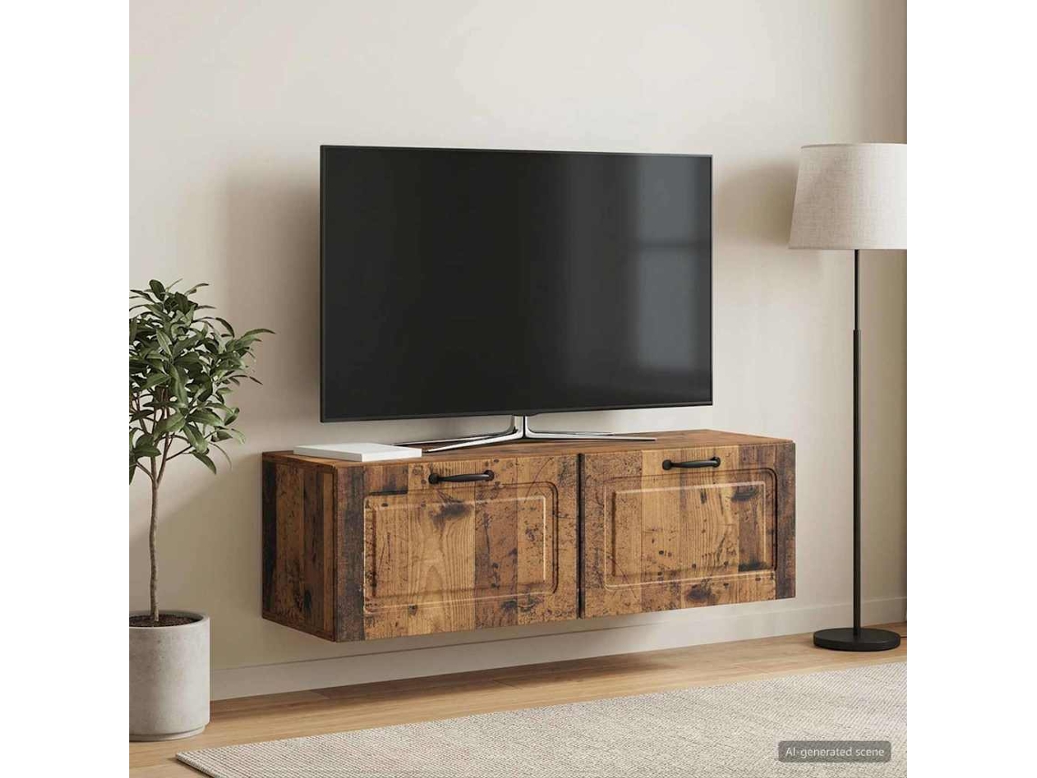 Vidaxl Gabinete De Tv De Parede Madeira Antiga 98 X 31 X 30 Cm