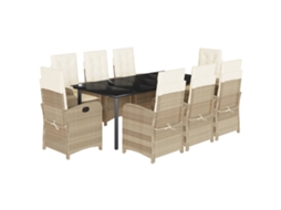 Maison Exclusive - 9 Pcs Conjunto De Jantar P/ Jardim Com Almofadões Vime Pe Bege
