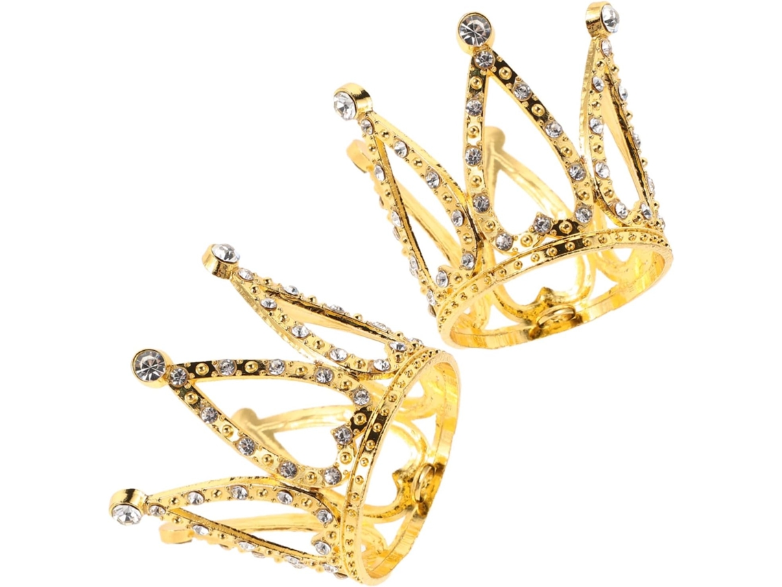 Conjunto De 2 Mini Coroas Decorativas De Metal Com Strass Dourados