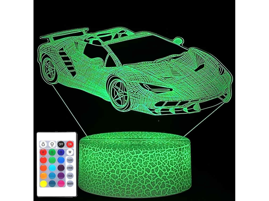 Luminria Noturna Carro Esportivo Para Meninos, Lmpada De Iluso Ptica 3d De Carro De Corrida, Com Controle Remoto E Toque Intel Aquaforge