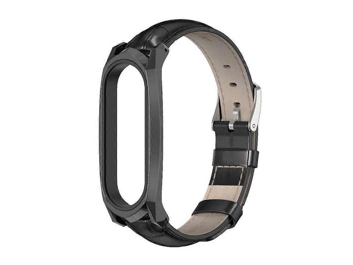 Pulseira De Couro Bovino De Primeira Camada Mijobs Gt Para Xiaomi Mi Band 6/5/4/3 (preto A Óleo + Preto)