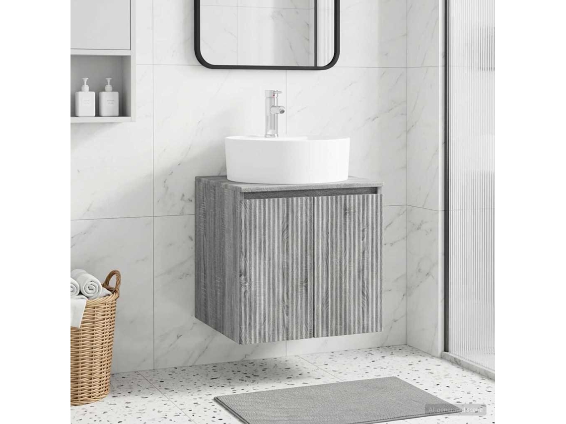 Vidaxl Vaidade Com Pia Suspensa Sonoma Cinzento 49,5 X 44,5 X 65 Cm