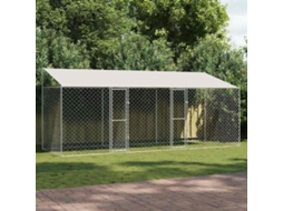 Vidaxl Gaiola Para Cachorro Com Telhado Prateado 600 X 200 X 256 Cm