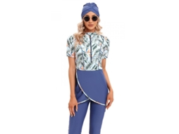 2026 traje de Baño Musulmão Modesto 2023 Crop Curto para Mulher Burkini com Cremalheira Frontal Kwe M Flor de Flamenco