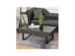 Mesa De Centro Com Gaveta E Prateleiras, Estrutura Em Aço Resistente, Montagem Fácil, Design Moderno Para Sala De Estar Quenty