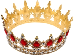 Coroa De Noiva Vermelha Em Liga De Zinco E Strass, Acessório Chique E Elegante.