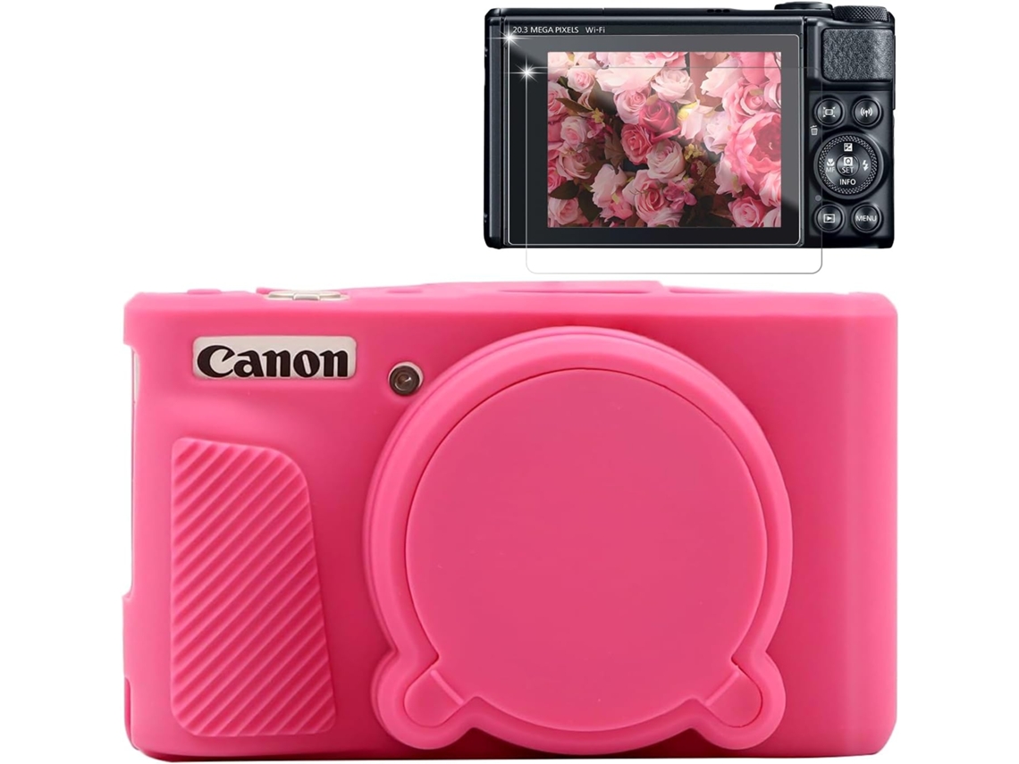 Capa Protetora Silicone HEXINYIGJLY para Canon Powershot Sx740/sx730leve, Antirriscos, Películas Ecrã Rosa Claro