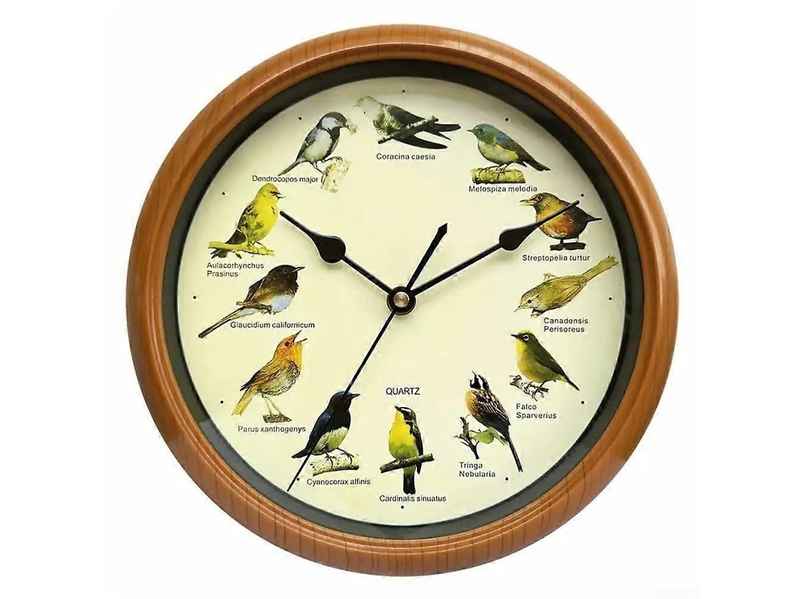 Relógio De Parede Com Pássaros Cantores, 13 Polegadas, Tema Natureza