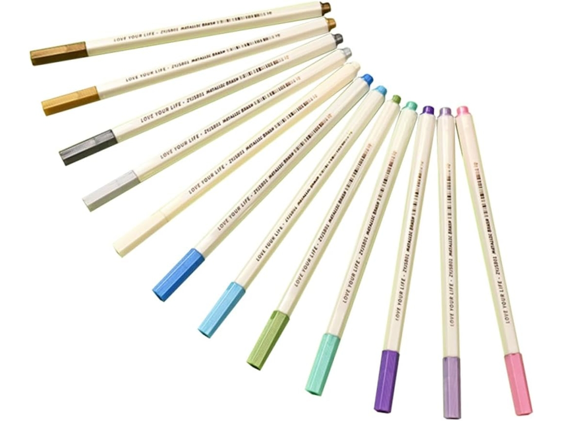 Marcadores Com Glitter, 12 Unidades, Marcadores De Tinta Metálica Para
