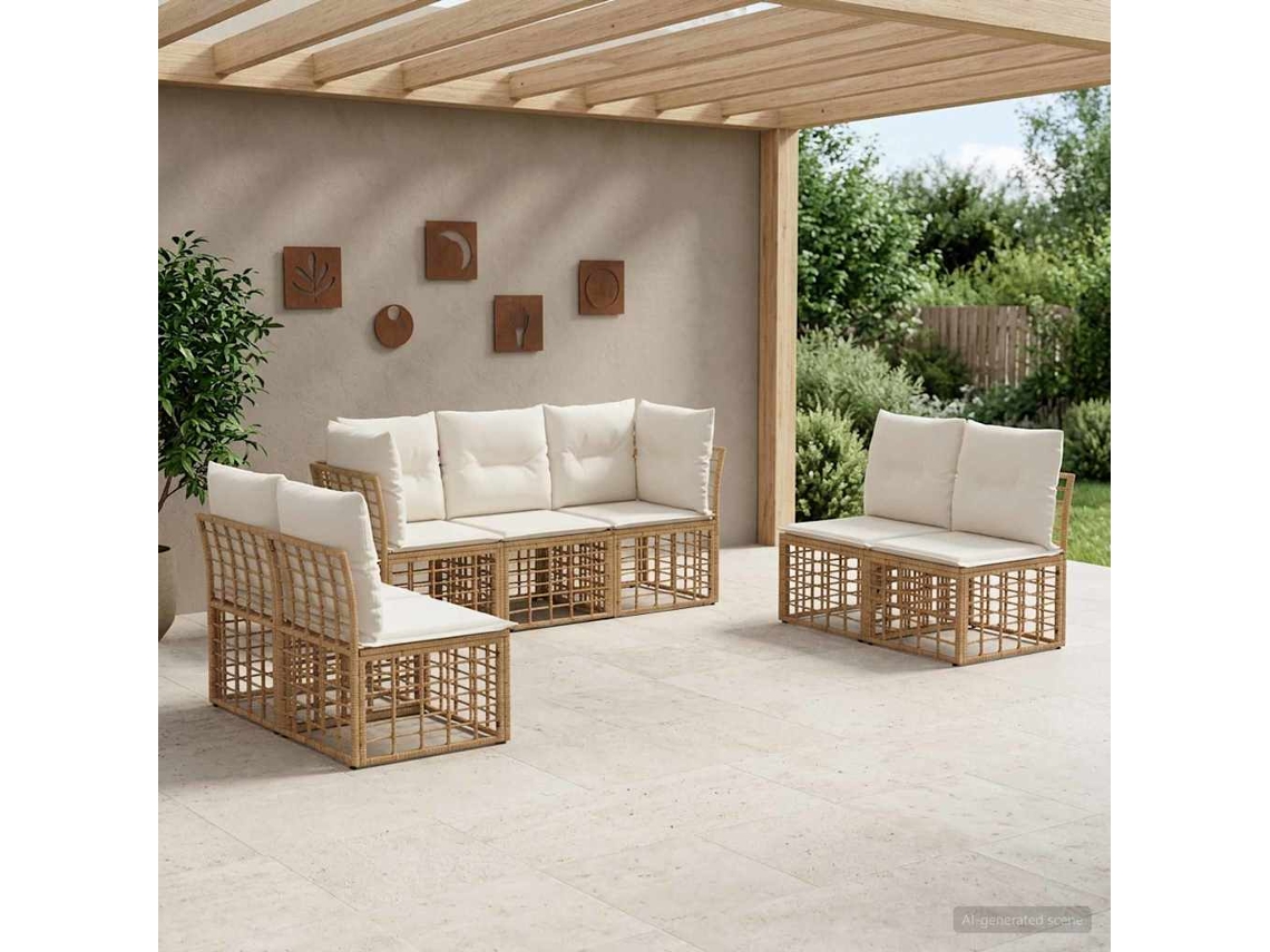 Vidaxl Conjunto de Sofás para Exterior Natural Poliéster