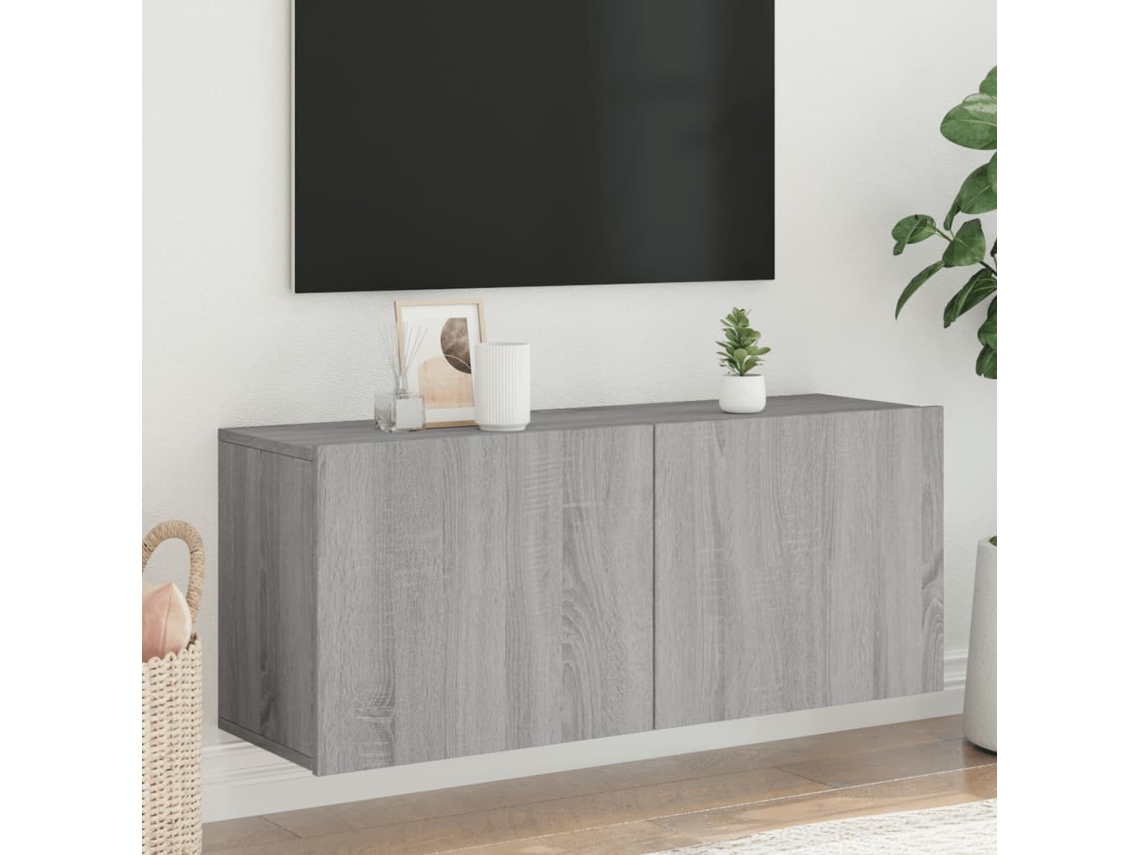 Vidaxl Móvel De Parede Para Tv 100x30x41 Cm Cinzento Sonoma