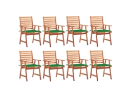 Vidaxl Cadeiras De Jantar P/ Jardim 8 Pcs C/ Almofadões Acácia Maciça