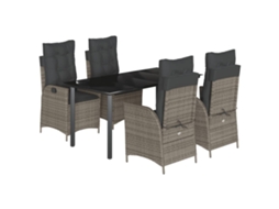 Conjunto de 5 Jantar para Jardim com Almofadões Vime Pe Cinza MAISON EXCLUSIVE
