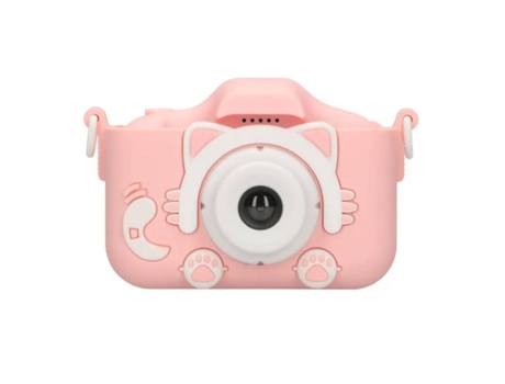 Câmera Digital de Foto e Vídeo CP X5 Kids Hd 1080P com Capa de Borracha Slot para Cartão Microsd 2 '' Lcd Pink Cat