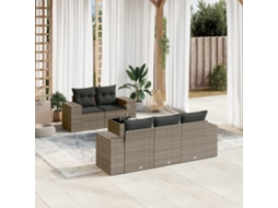Vidaxl 6 Pcs Conjunto Sofás De Jardim Com Almofadões Vime Cinzento
