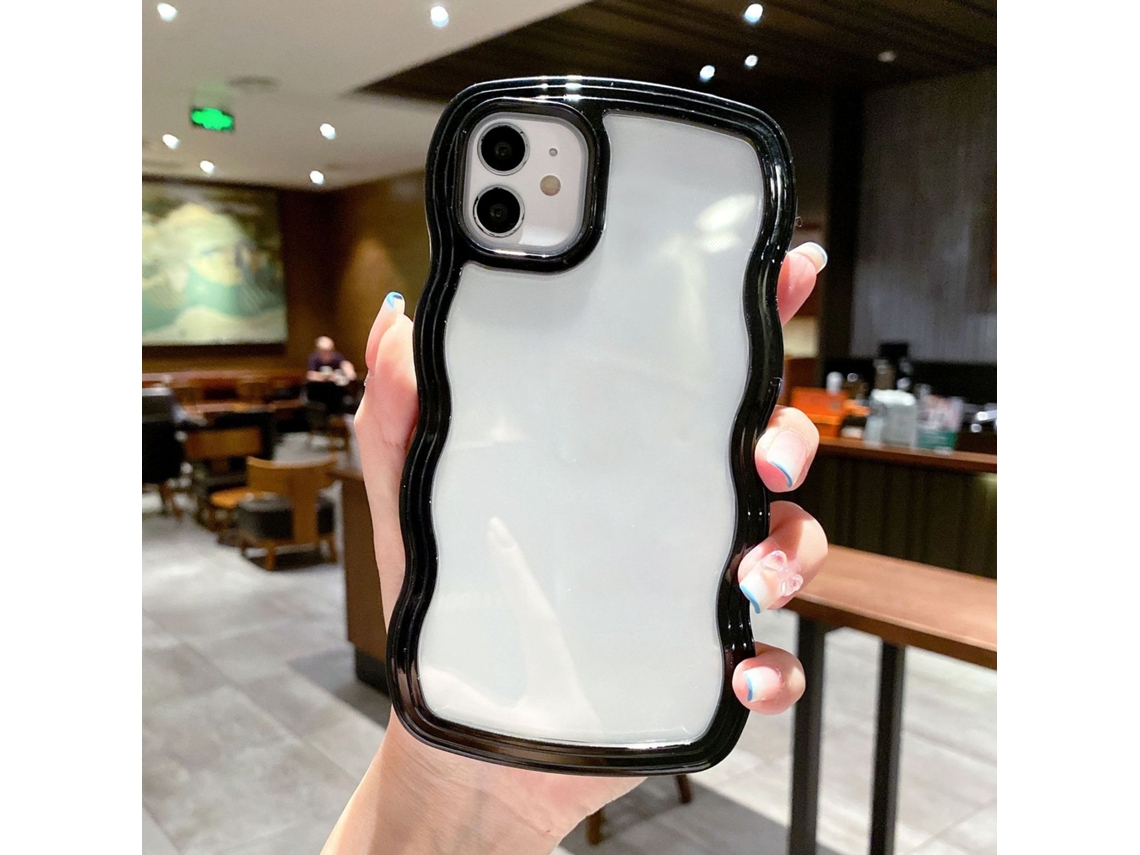 Capa Para Iphone 17 Pro Preta Com Borda Ondulada E Lateral Removível.