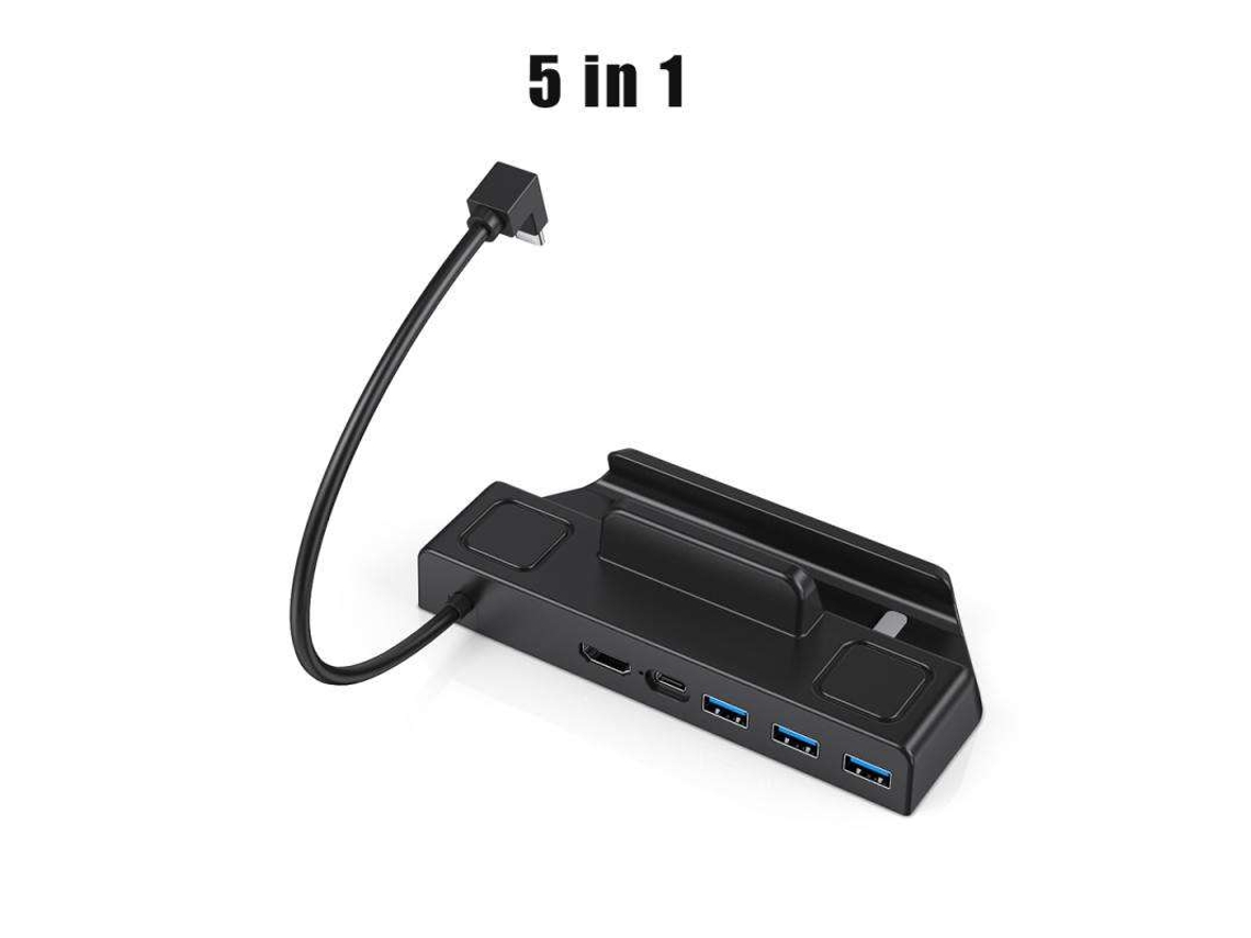 Yizhood 5 em 1 Docking Station USB C Ethernet 4k 60hz HDMI compatível com Steam Decor Preto