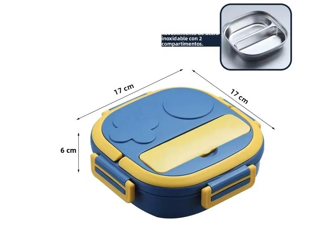 (azul Com Dois Compartimentos) Lancheira Portátil, Ecológica E Isolada, Em Aço Inoxidável 304.