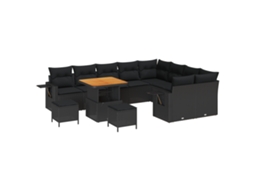 Conjunto 12 Móveis De Jardim Vidaxl Preto Vime Pe (80 X 80 X 71 Cm)