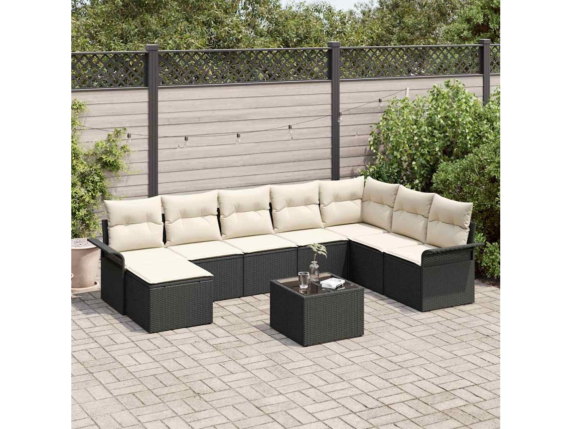 Vidaxl Conjunto De Sofá De Jardim 9 Unid. Castanho Rattan Sintético