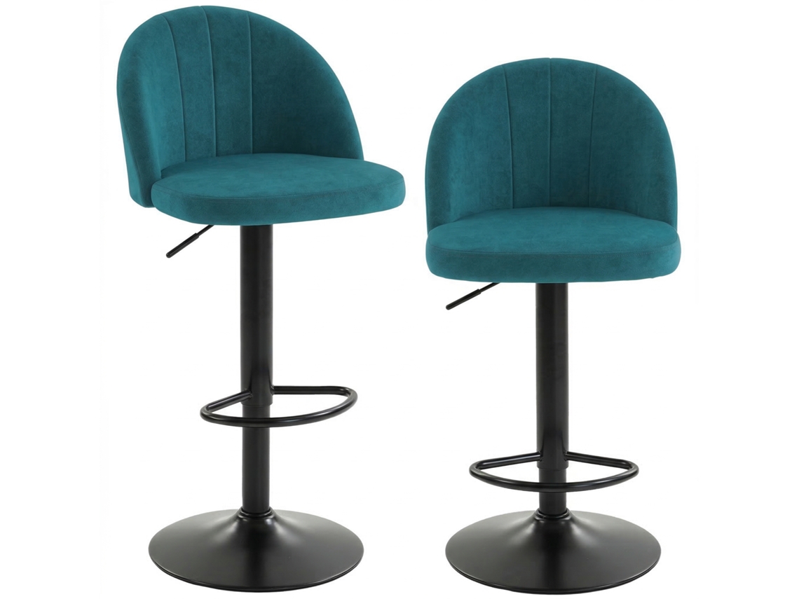 Conjunto de 2 banquetas de bar giratórias, modernas, apoio para os pés, azuis E TOWN COMMERCE GMBH