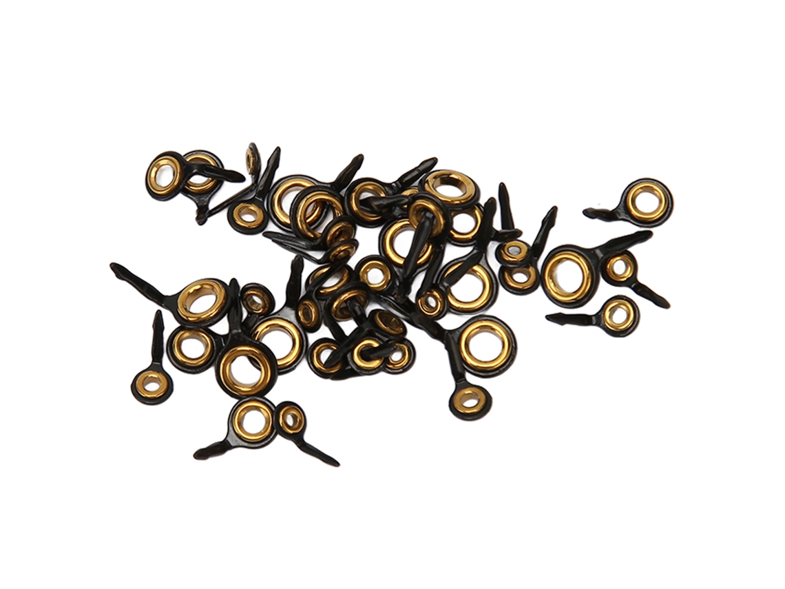 Kit De Reparo Da Ponta Da Vara De Pesca 40pcs Guias De Cerâmica Aço Inoxidável Para Água Salgada E Doce Preto E Ouro