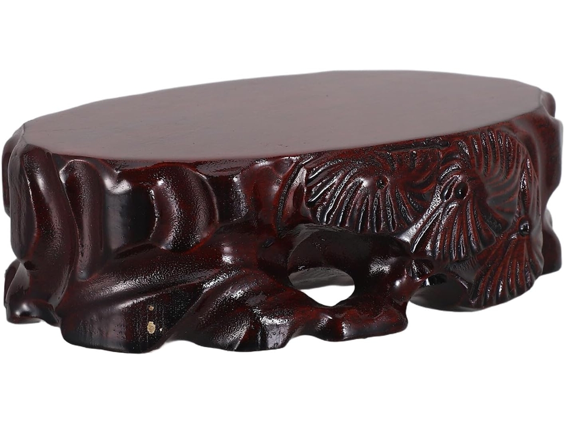 Madeira Marrom Design Artístico Natural Maior Estabilidade Versatilidade Ideal Decoração Escritório Base Oval GOKOCO