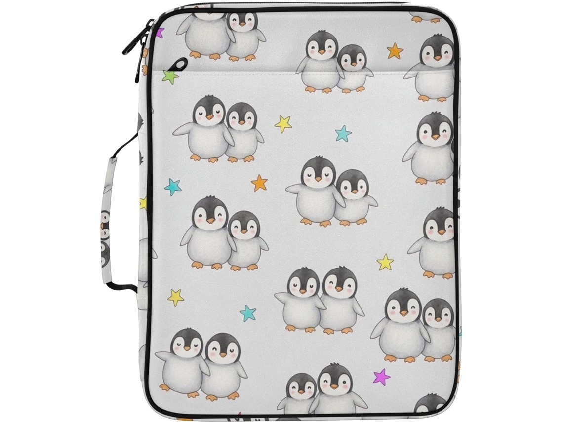 Pasta Expansível Com Estampa De Pinguim Em Aquarela, Organizador Com 7 Bolsos E 3 Argolas, Ideal Escola, Escritório
