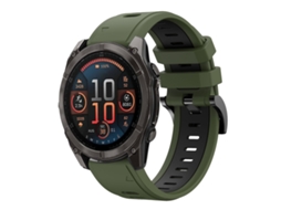 Bracelete Silicone Esportivo para Garmin Fenix 8 Amoled XIAOMOYU (22mm) Verde Exército e Preto