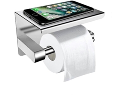 Porta Rolho Autocolante De Aço Inoxidável Sem Perfuração Com Prateleira Para Celular Parede