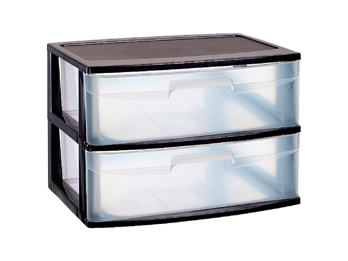Tradineur Gaveta De Organização Nilo Ideal Para Casa Ou Trabalho Fabricação De Plástico 2 Gavetas Translúcidas 41,5 X 56 X 40 Cm Cor Preto Acan