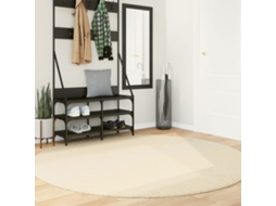 Vidaxl Tapete Pelo Curto Macio E Lavável Huarte Ø 200 Cm Cor Creme