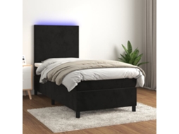 Vidaxl Cama Box Spring C/ Colchão/led 90x200 Cm Veludo Preto