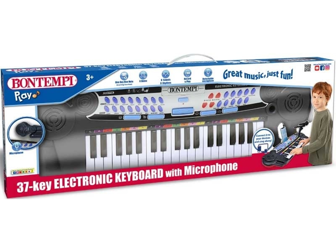 Teclado Eletrônico Bontempi, Brinquedo Musical Educativo Multicolorido
