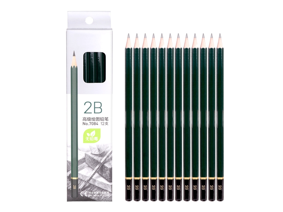 Juego De 12 Lápices De Grafito 2b Para Escribir, Dibujar Y Esbozar, Para Estudiantes, Principiantes Y Artistas.