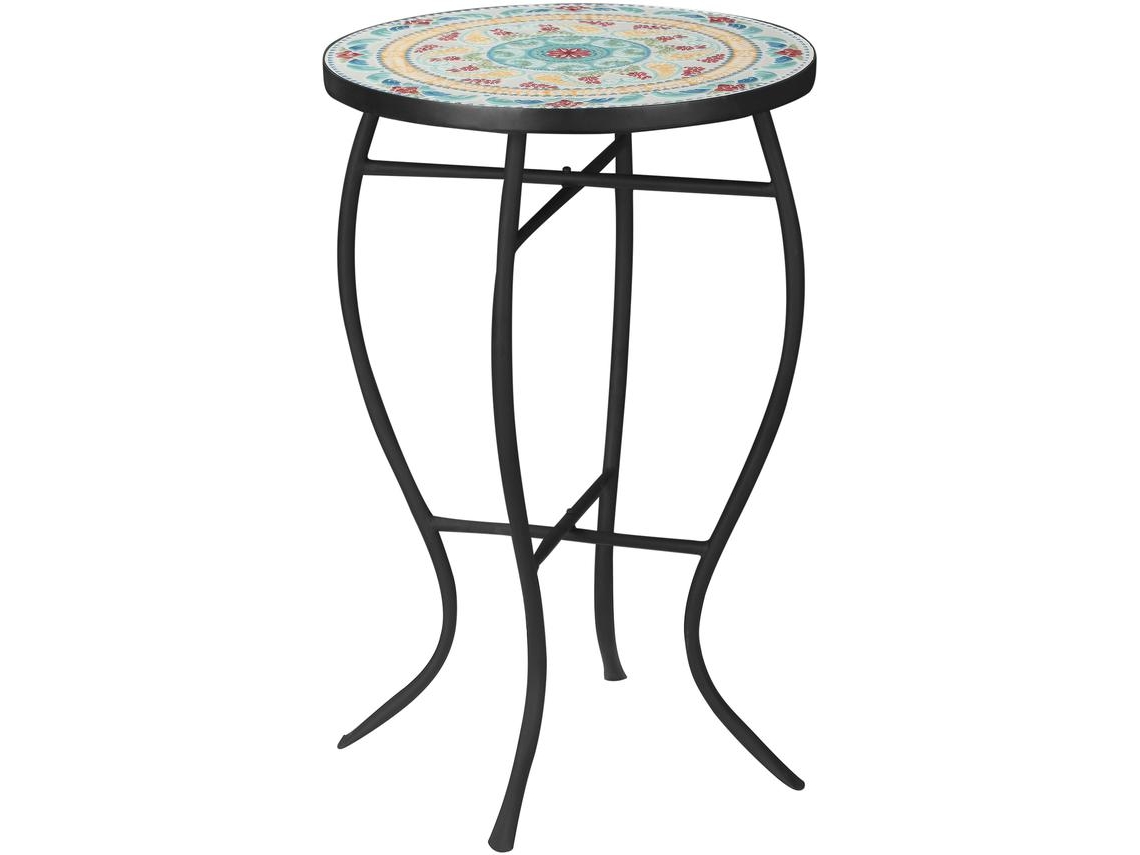Mesa de Jardim Metal e Cerâmica Cor Multicor 35.5x35.5x53.5 cm Outsunny