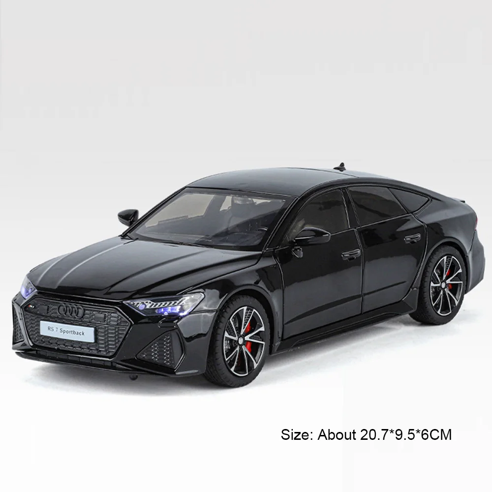 (rs7 Preto) Escala 1:24 - Modelo De Carro Esportivo, Brinquedo Em Metal Fundido, Com Funções De Som E Luz.