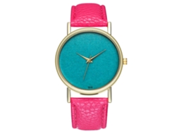 Reloj De Pulsera Para Mujer De Moda Con Correa De Pu, Dial Redondo, Cuarzo (rojo Rosa)