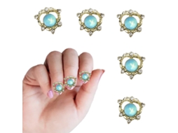 15 Brocas de Zirconia Formato de Coração Cores Branco Rosa Laranja e Azul Lago Ornamentos para Unhas NEVEANCE
