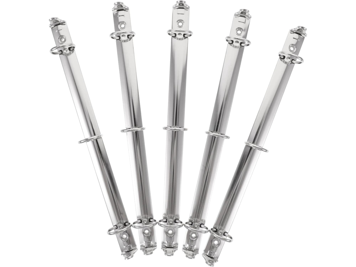 Kit De Fichário 3 Argolas Hemobllo Com Acabamento Em Níquel Branco, 5 Peças, Para Encadernação Folhas Soltas